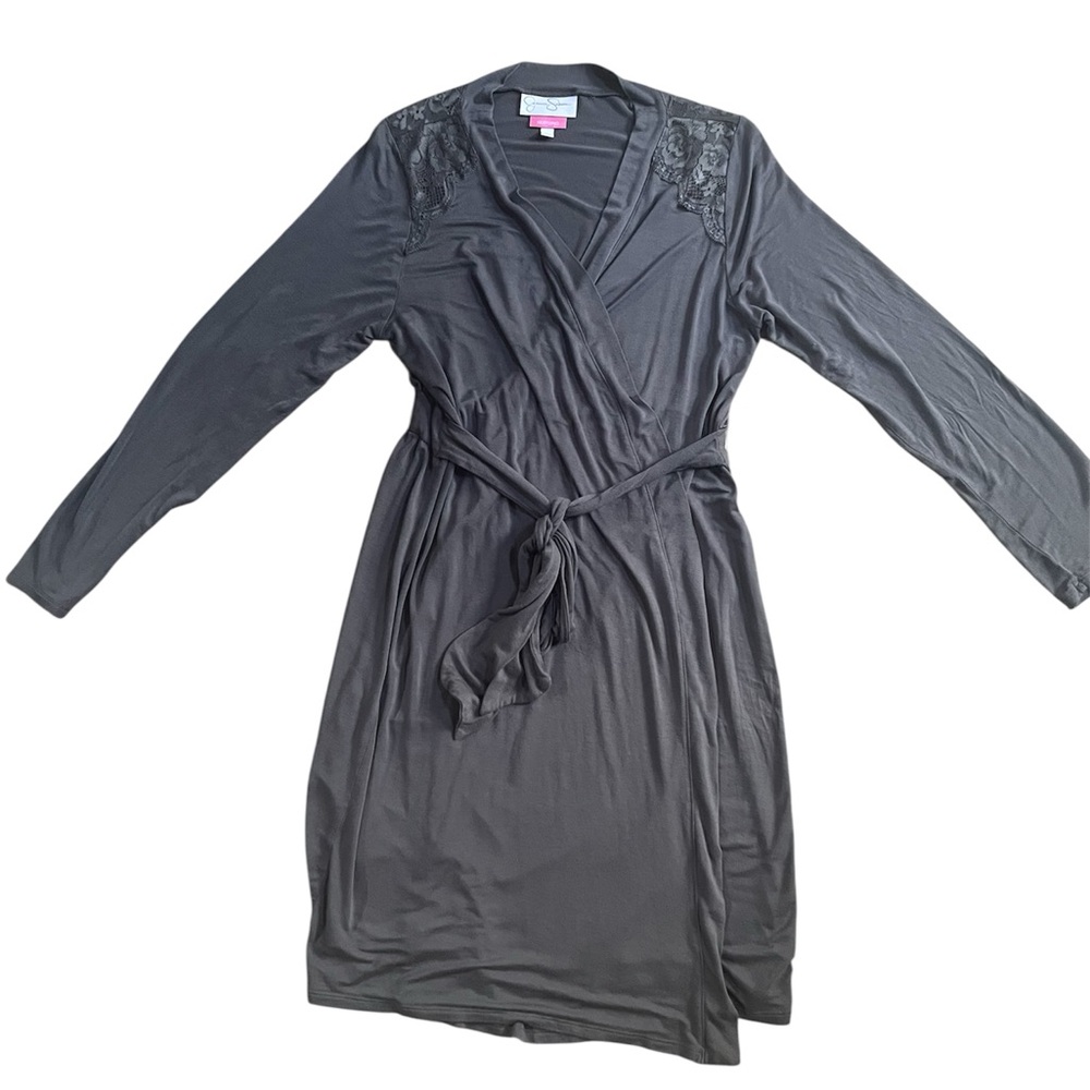 Jessica Simpson Nursing Robe Size Large Gray Lace Trim